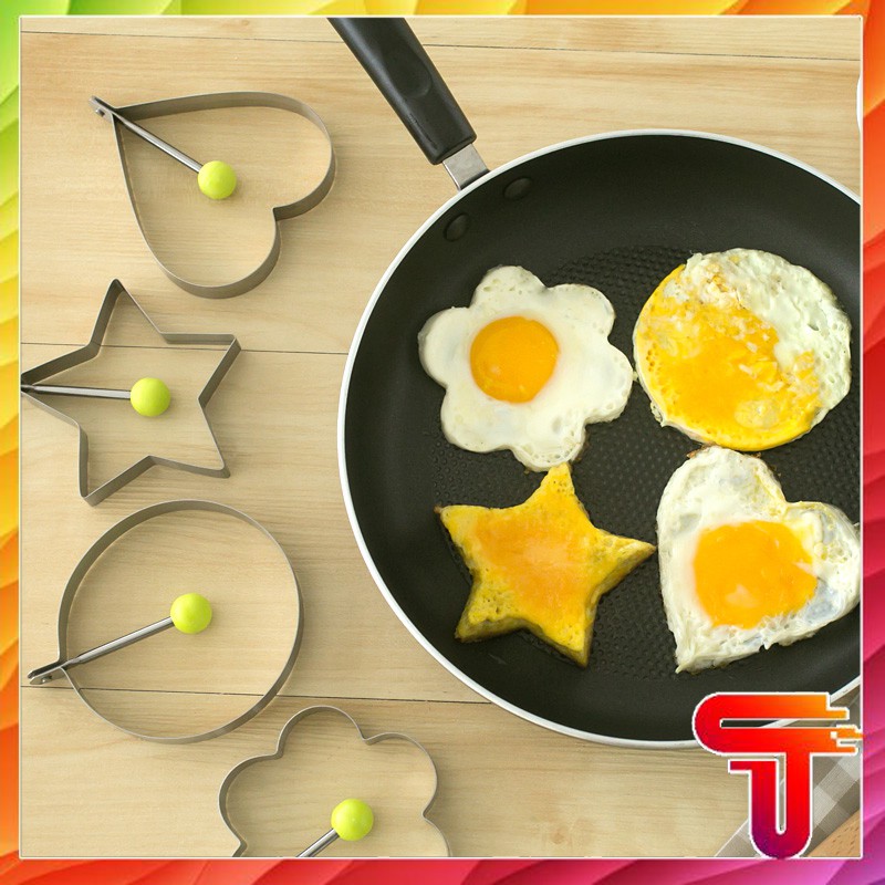 Combo 4 Khuôn tạo hình inox tráng rán trứng làm bánh rán siều đáng yêu - T3A1