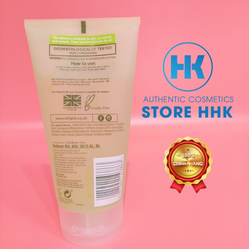 Sữa Rửa Mặt Simple Gel Kind To Skin Refreshing Facial Wash Gel 150ml | BigBuy360 - bigbuy360.vn