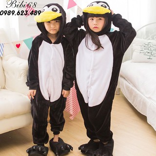 [mã BLUE5 giảm 5k] Bộ Đồ hình thú chim cánh cụt liền thân lông mịn Pijama dành Cho Người Lớn và Trẻ Em Hoạt Hình Cosplay