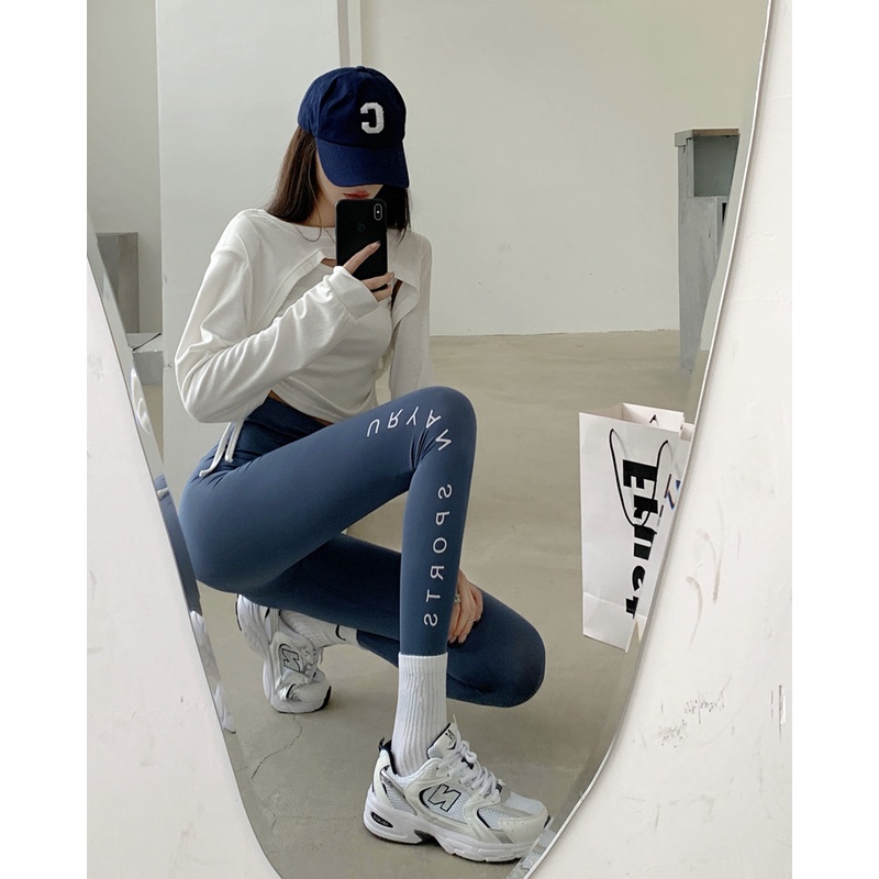 [For Yoga] Quần legging ôm dáng chín tấc ôm dáng họa tiết da cá mập cho nữ