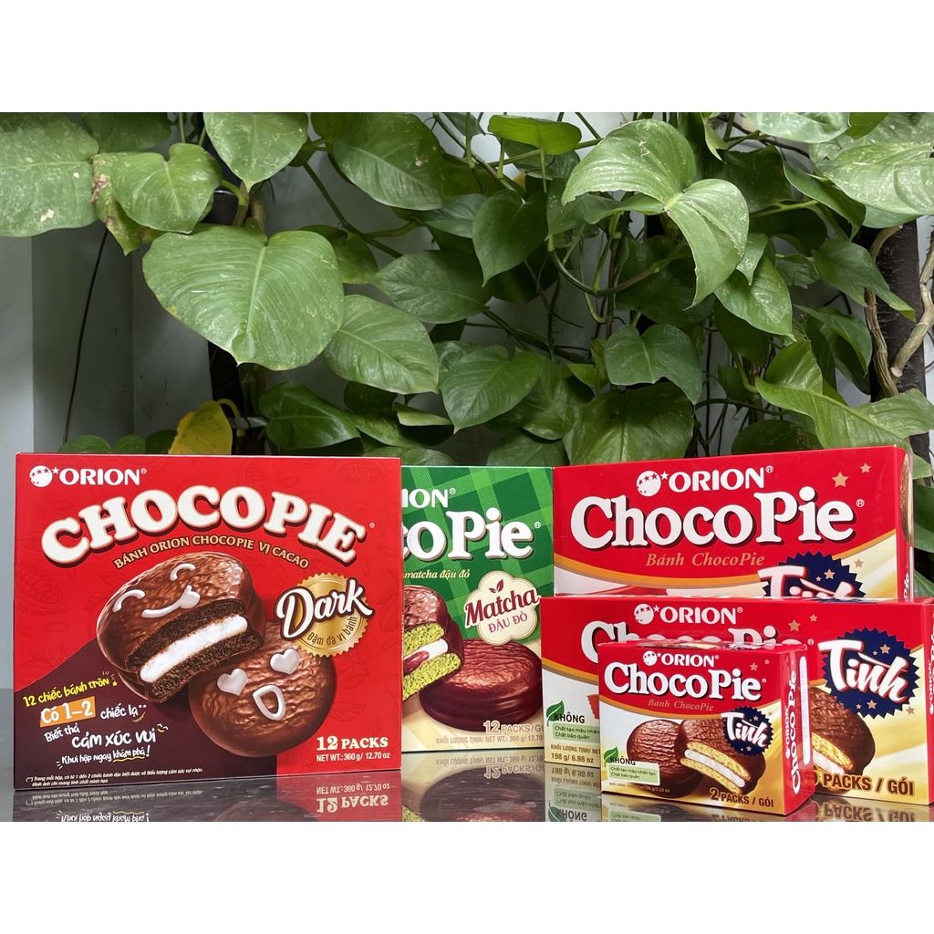 Bánh Choco Pie Orion Vị Matcha Đậu Đỏ (Hộp 12 cái)