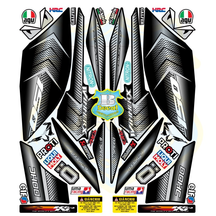 ( Quí khách vui lòng mang ra tiệm cho thợ dán ) Tem winner X tổ ong đen bạc