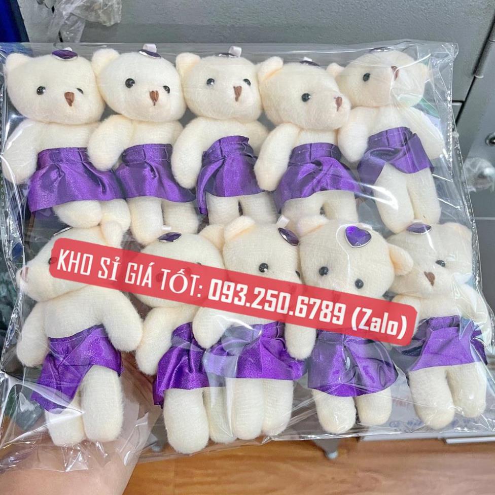 Combo 10 con gấu nữ mặc váy xinh xắn đủ màu 11 cm [ảnh thật]