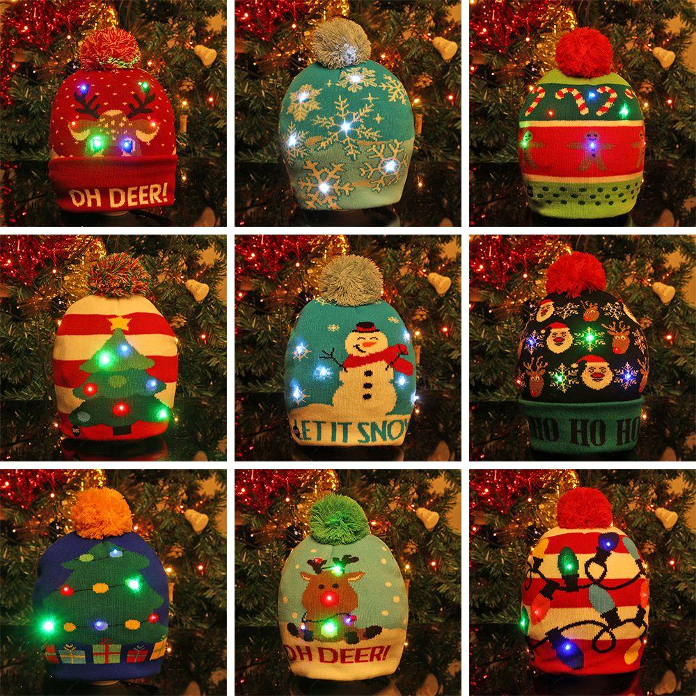 Mũ beanie Họa Tiết Ông Già Noel Có Đèn LED Vui Nhộn Cho Người Lớn Và Trẻ Em