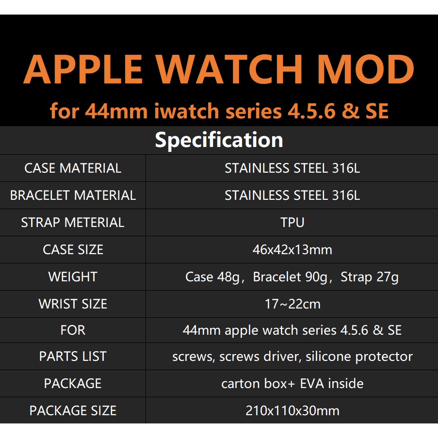 jansin Modification Mod Kit Dây đeo Có Khung Cho apple watch 8 45mm 44mm iwatch series 8 7 6 SE 5 4