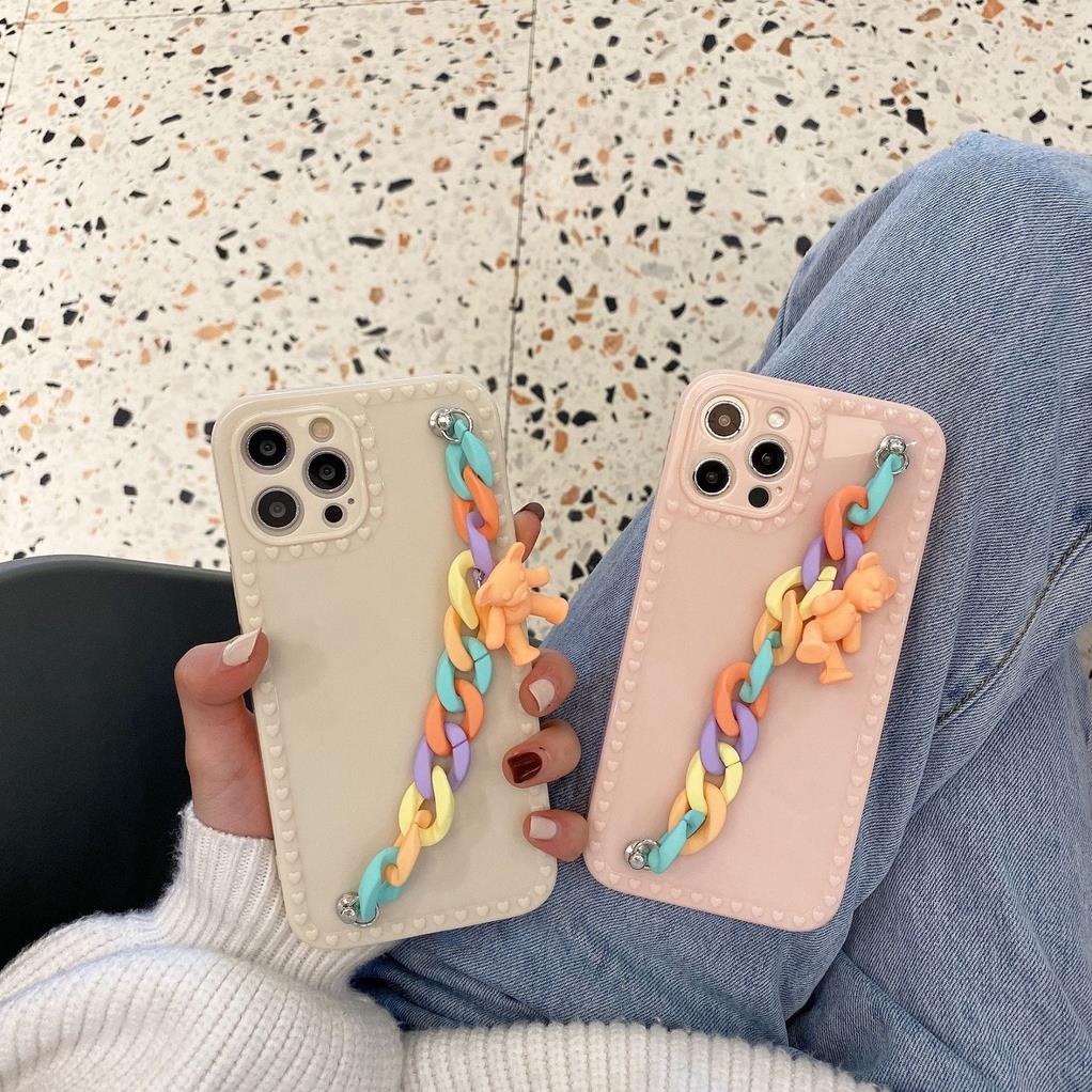 Ốp lưng iphone cạnh tim kèm móc 6 6plus 7plus 8plus X Xs max 11 11promax 12 12pro 12promax 13 13pro 13promax DT18