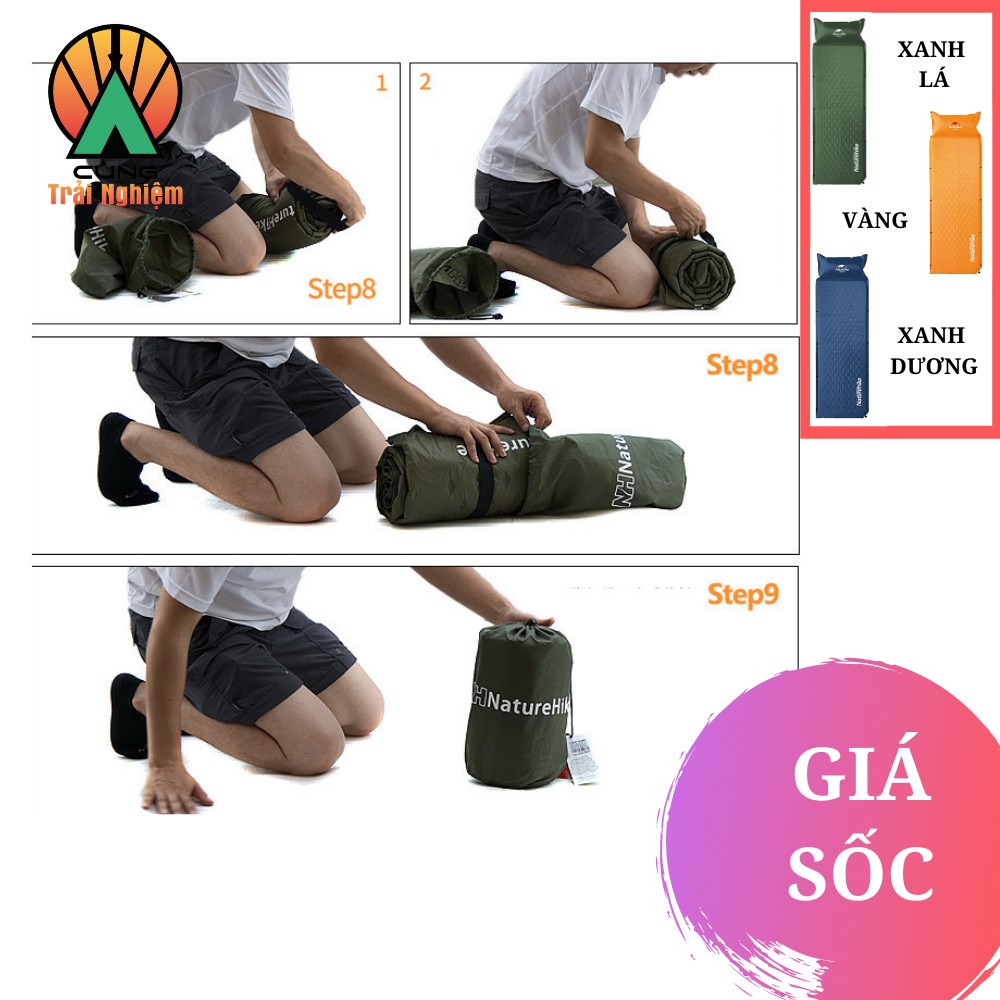 [CHÍNH HÃNG] Đệm Hơi Liền Gối Một Người Naturehike Êm Ái Dành Cho Ngủ Trưa Văn Phòng, Du Lịch, Dã Ngoại NH15Q002-D