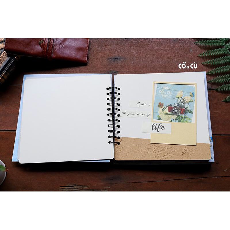 Album handmade scrapbook Memories gáy lò xo dán được 30-40 ảnh kt 20x20cm nhiều chủ đề