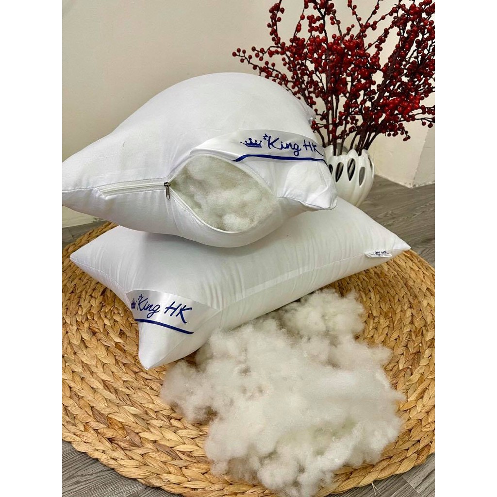 [Siêu phồng] Ruột gối bông tinh khiết kháng khuẩn - King HK - 46cmx65cm - 1,7kg - Có hút chân không