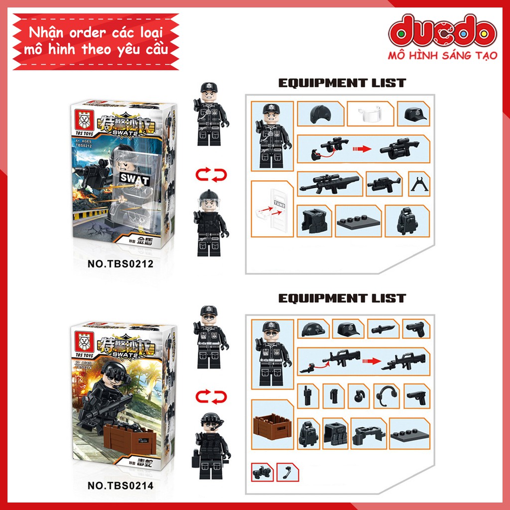 Biệt đội 6 lính cảnh sát SWAT trang bị tối tân nhất - Đồ chơi Lắp ghép Xếp hình Mini Minifigures Army TBS 11-16 Mô hình