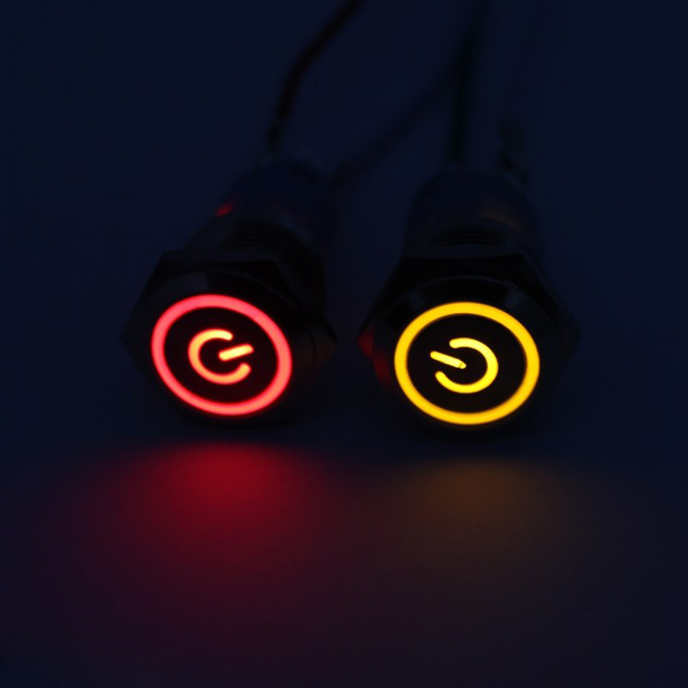 Nút nhấn công tắc nguồn bật/tắt có LED 16/12mm tiện dụng cho xe hơi