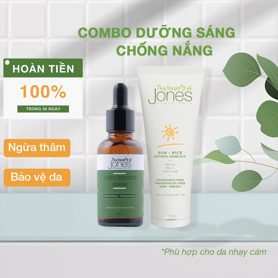 Bộ đôi dưỡng sáng da và chống nắng cho da dầu The Beauty of Jones