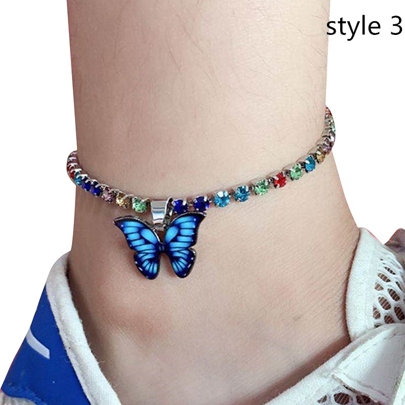 Butterfly Pendant Anklet for Women Beach Foot Jewelry Crystal Chain Anklets Bracelet Fashion Party Summer Jewelry