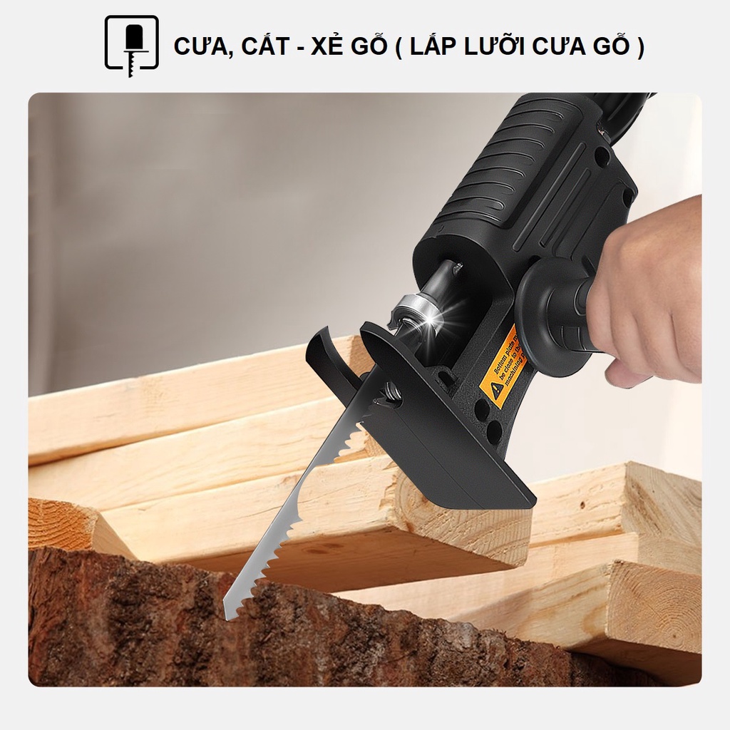Bộ Chuyển Đổi Máy Khoan Thành Máy Cưa Điện Cầm Tay Cưa Gỗ Kim Loại Nhựa Lắp Được Khoan Pin Và Khoan Điện