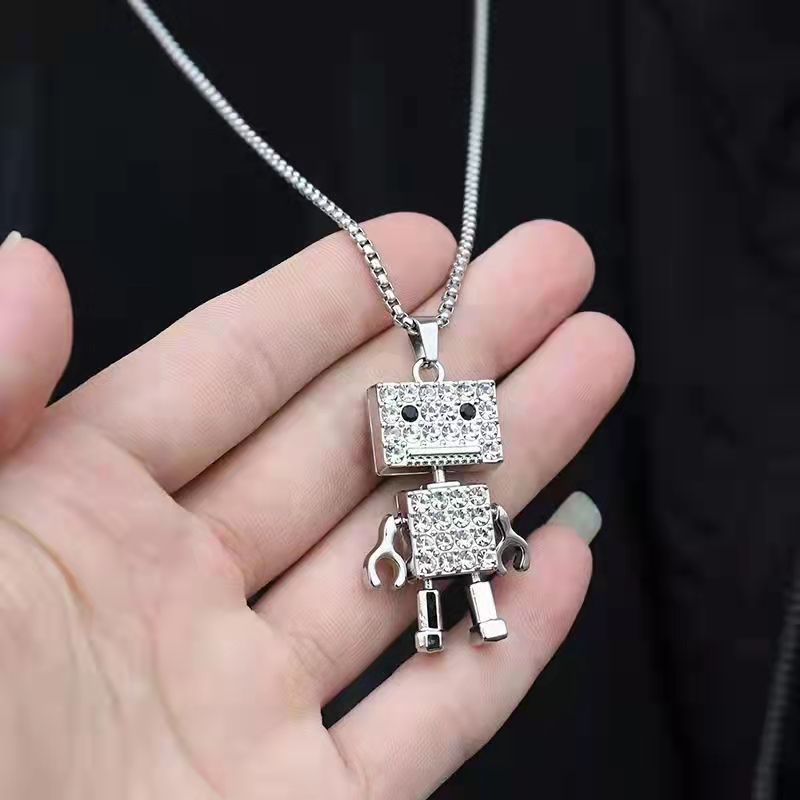 Vòng cổ nam nữ dây chuyền Titan Asta Accessories màu bạc unisex đẹp phụ kiện thời trang - Vòng cổ Robot đá