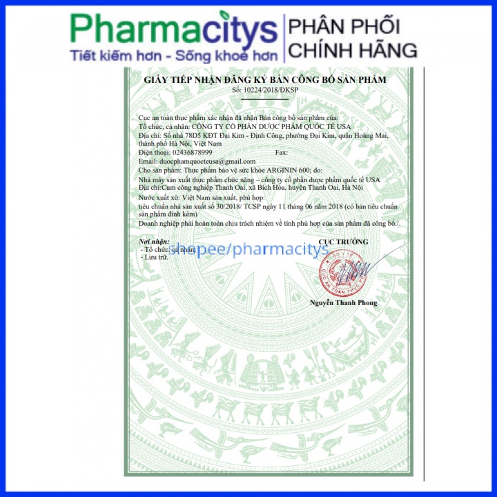Viên uống thảo độc mát gan Arginin 600 hộp 60 viên