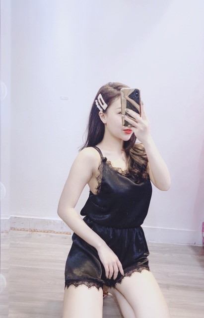 Bộ ngủ 2 dây phối ren, hàng quảng châu đẹp