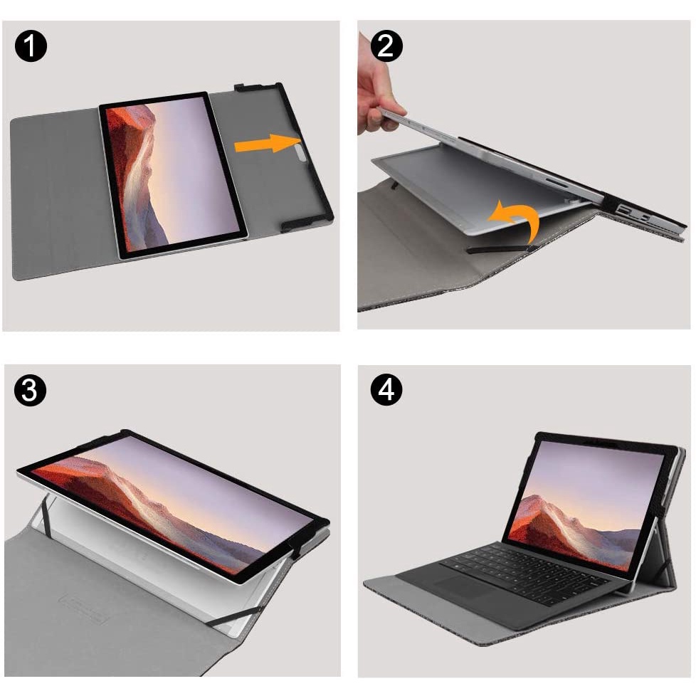 Ốp Bao Da Máy Tính Bảng Kèm Bàn Phím Cho Microsoft Surface Pro 7 / 6 / 5 / 4 12.3 Inch