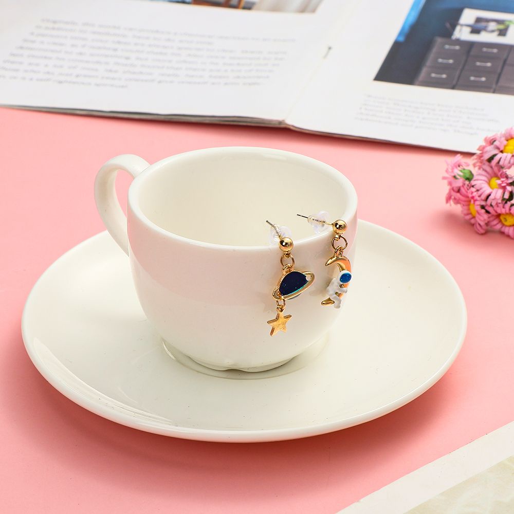 Bông tai hình phi hành gia mặt trăng ngôi sao 3D thời trang cho nữ