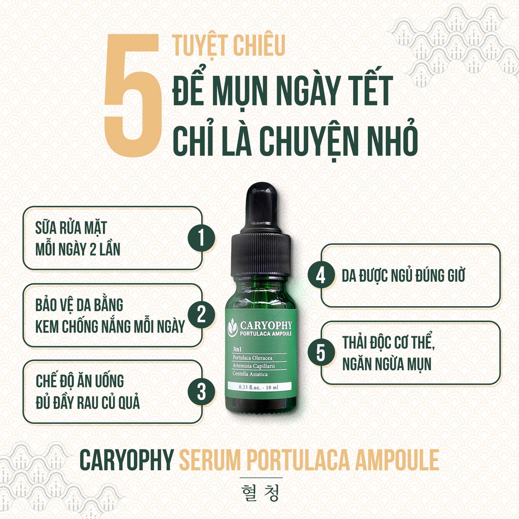 Sữa rửa mặt Hàn Quốc dành cho da mụn da khô kết hợp serum ngừa mụn giảm thâm hiệu qủa tại nhà Caryophy