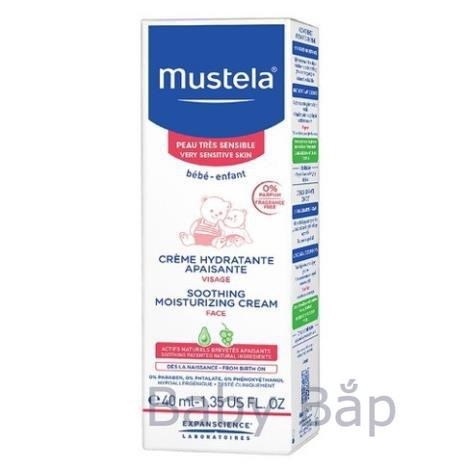 Kem Dưỡng Da Mặt Cho Trẻ Sơ Sinh &amp; Em Bé Có Da Nhạy Cảm Mustela Soothing Moisturizing Cream 40ml