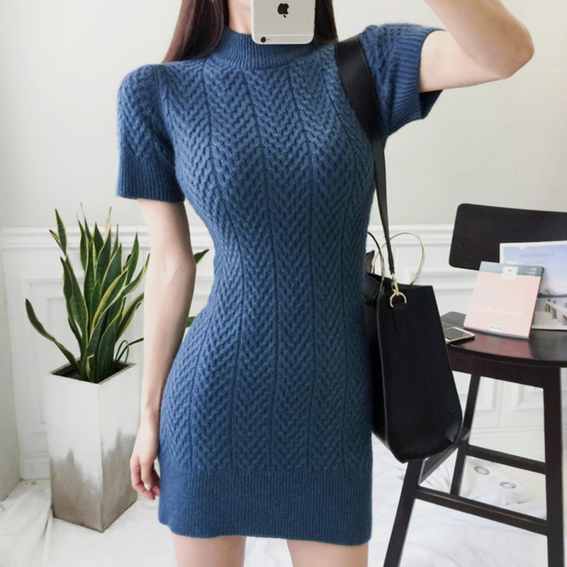 Đầm Sweater Dệt Kim Mỏng Dáng Ôm Thời Trang Hàn Quốc 2020 Cho Nữ