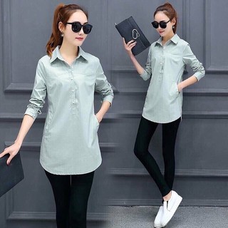 Áo Sơ Mi Nữ Form Dài Thanh Lịch