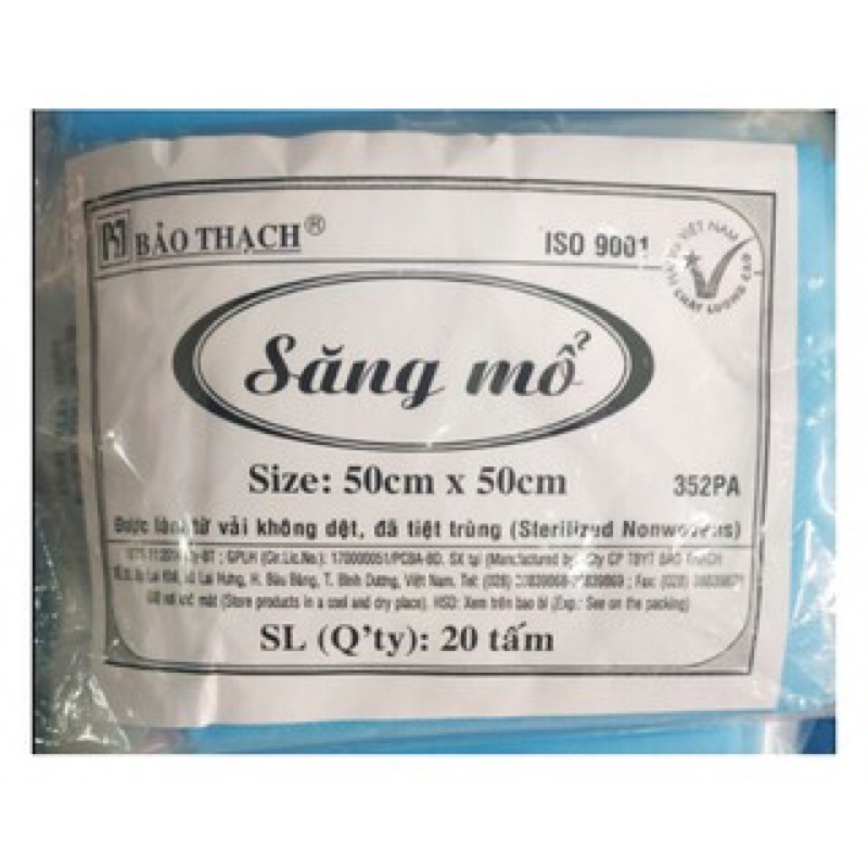 Săng mổ phẫu thuật có lỗ - không lỗ 50cm x 50cm BẢO THẠCH Xăng mổ có lỗ,không lỗ tiệt trùng bảo thạch