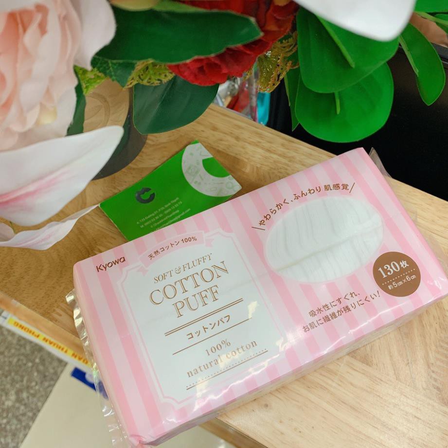 Bông tẩy trang cotton  puff 130 miếng⚡𝗙𝗥𝗘𝗘 𝗦𝗛𝗜𝗣 ⚡Miếng bông mềm mại, dai, không để lại xơ bông trên mặt.
