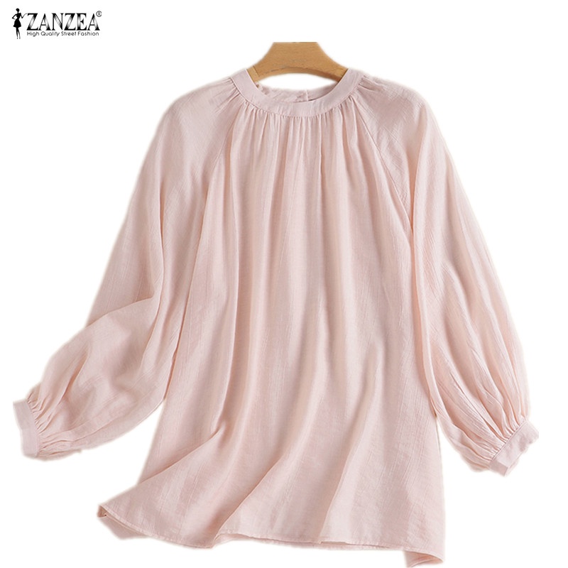 Zanzea Áo Kiểu Nữ Dài Tay Cổ Tròn Form Rộng Thời Trang