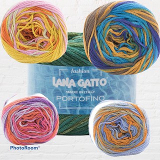 Cuộn len sợi cotton bóng pha sợi lanh linen Lana Gatto Portofino