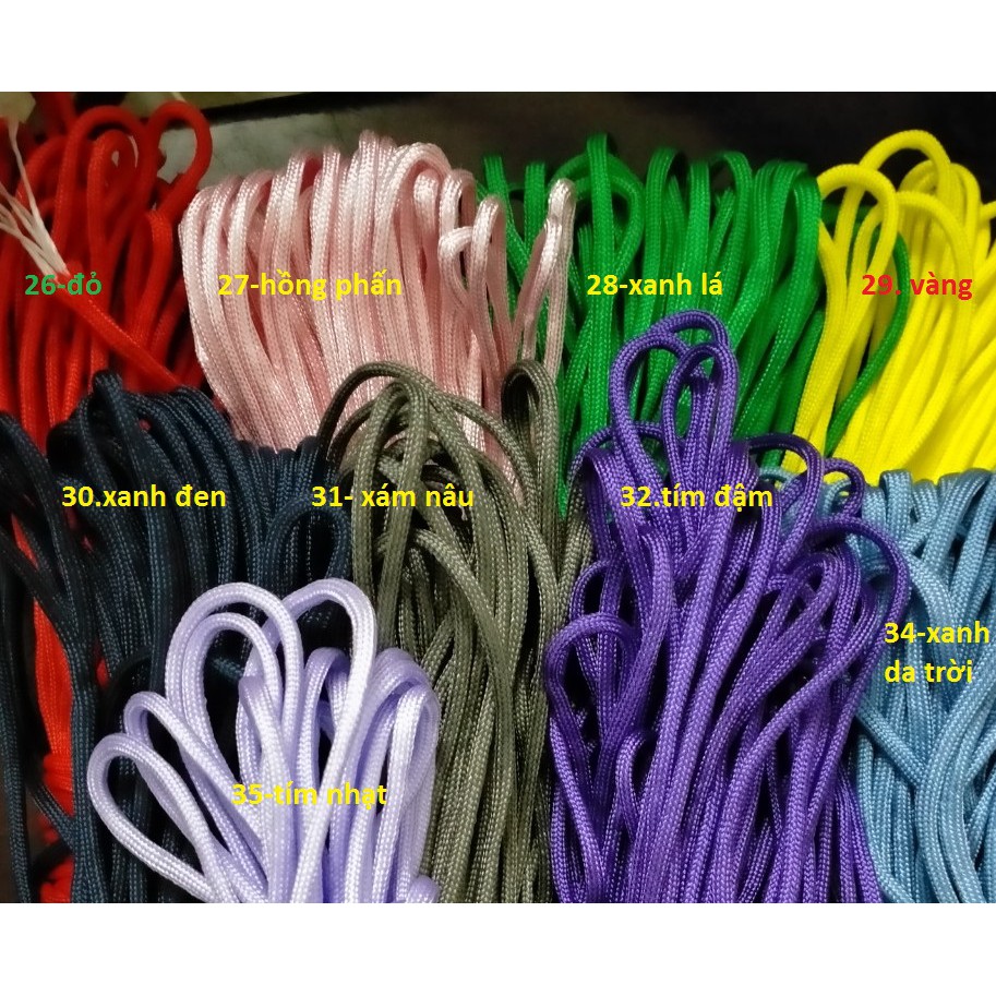 3mét DÂY PARACORD đan vòng tay 4MM 7 LÕI (có trên 30 màu)