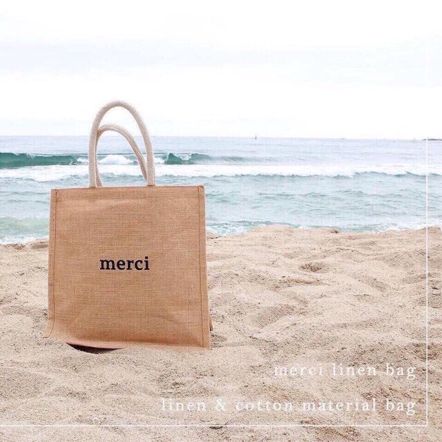 Túi cói đi biển túi cói MERCI hot hit