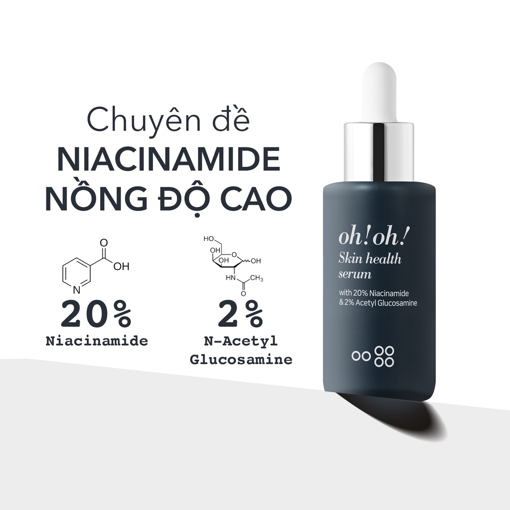 Serum Giảm Thâm Nám oh!oh! Skin Health Serum (20% Niacinamide & 2% Acetyl Glucosamine)