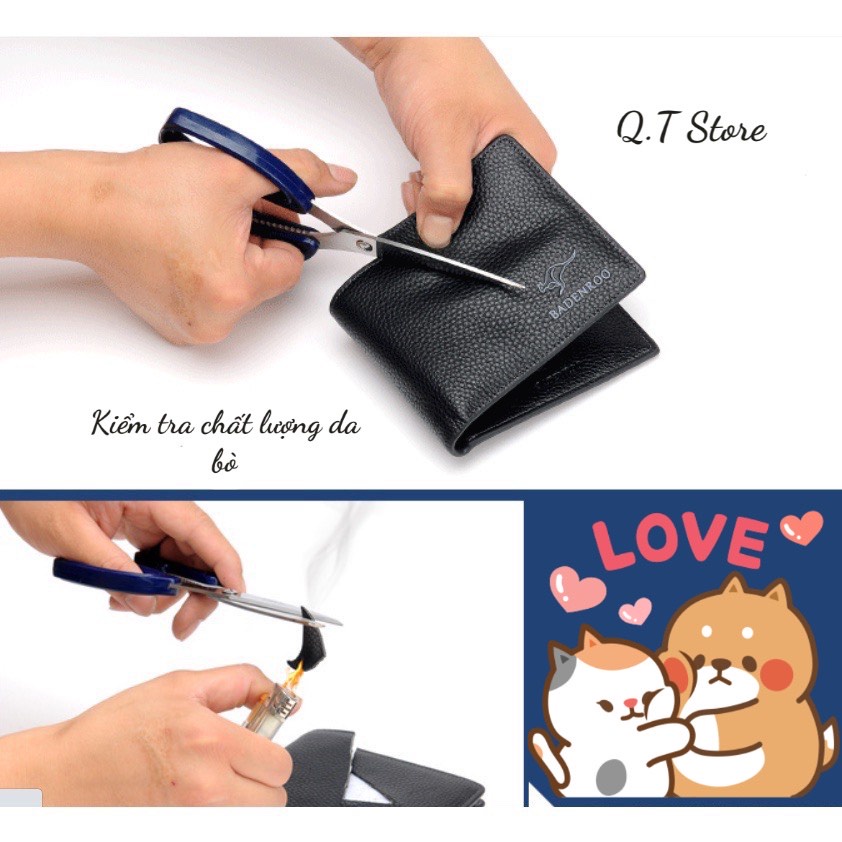 Bóp Ví nam cao cấp BADENROO, Ví da bò thật đơn giản, Lịch lãm, Bền đẹp
