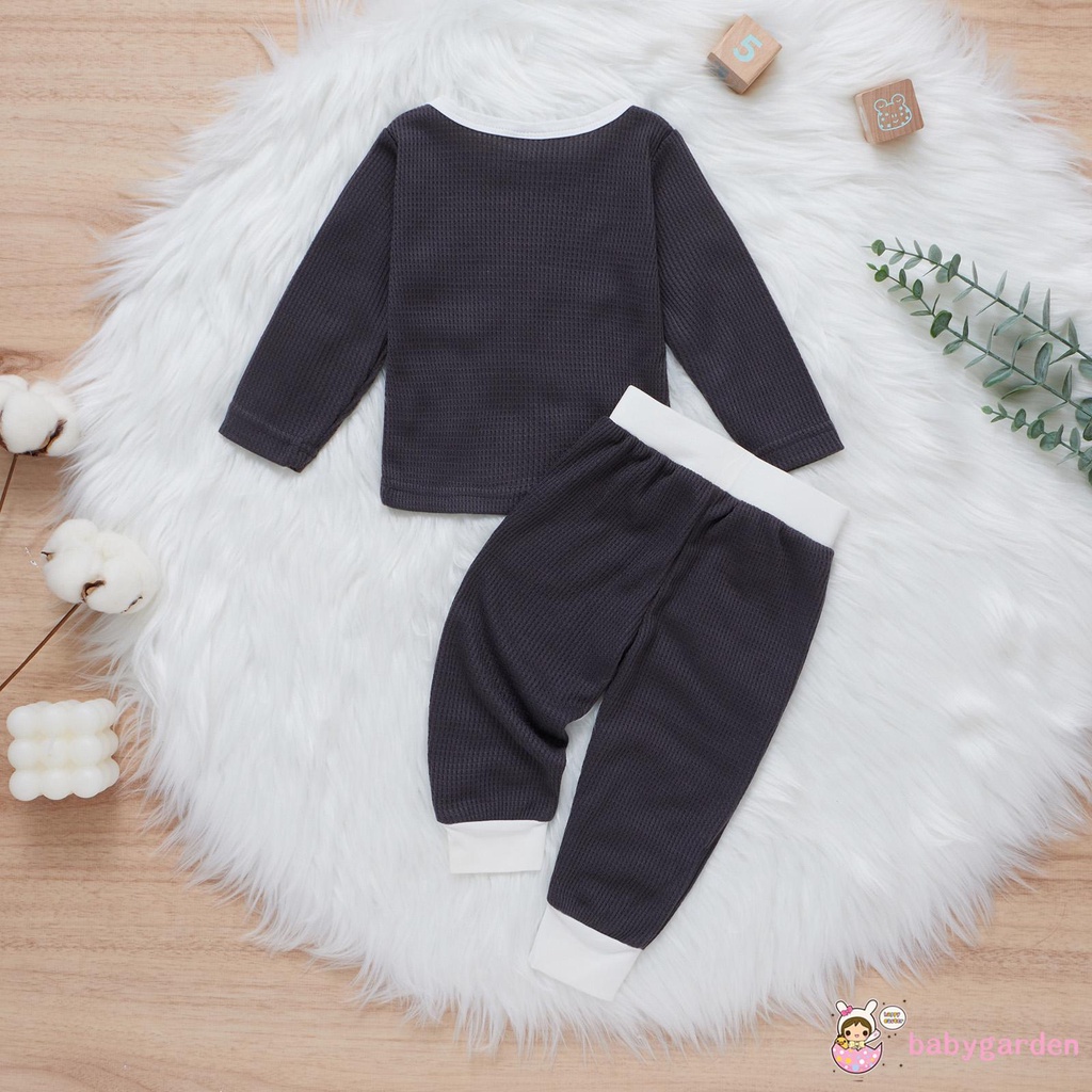 Bộ Áo Thun Tay Dài + Quần Lưng Thun Cho Bé Trai Từ 3-24 Tháng Tuổi