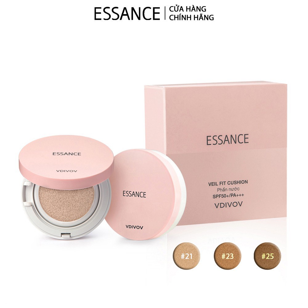 Combo trang điểm kiềm dầu Phấn nước Essance Cushion 15g, Phấn phủ Setting Powder 7g và Nước tẩy trang sáng da 290ml