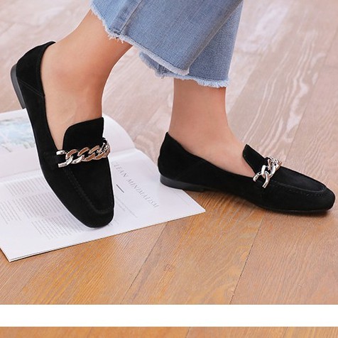 [order] giày loafer công sở da lộn phối xích siêu sang mẫu mới 2020 | BigBuy360 - bigbuy360.vn