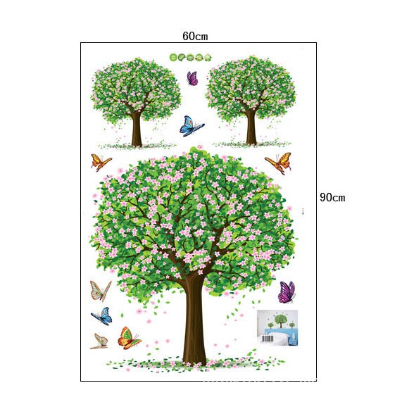 Decal dán tường 3 cây hoa xanh | BigBuy360 - bigbuy360.vn