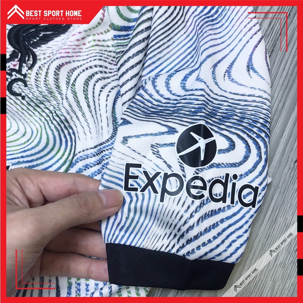 Set quần áo bóng đá Liverpool sân khách Logo thêu 2022/23 - Bản chính thức màu trắng form Âu - In ấn tên số theo yêu cầu