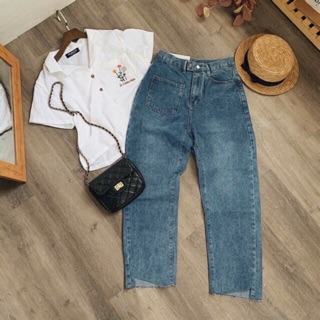Quần jean baggy 2 nút túi đắp - Hình thật ở cuối