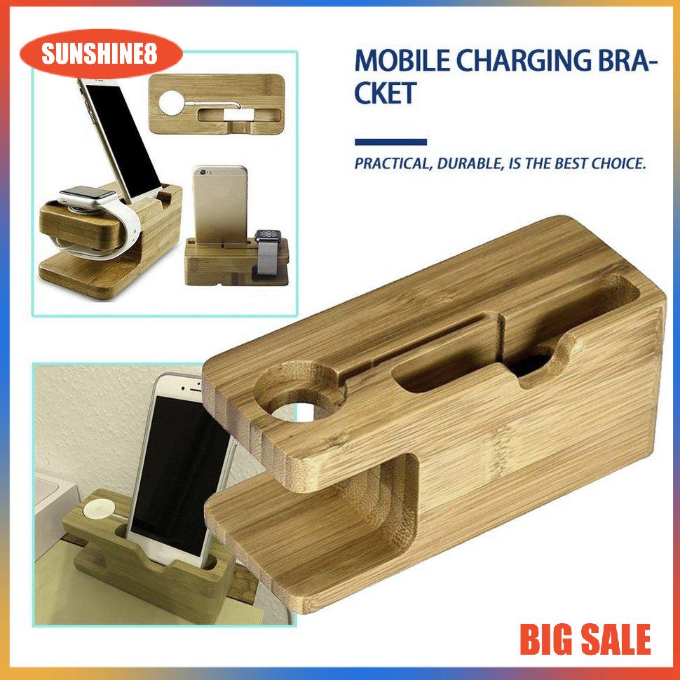 Giá Đỡ Kiêm SạC BằNg Gỗ 2 Trong 1 TiệN DụNg Cho iP