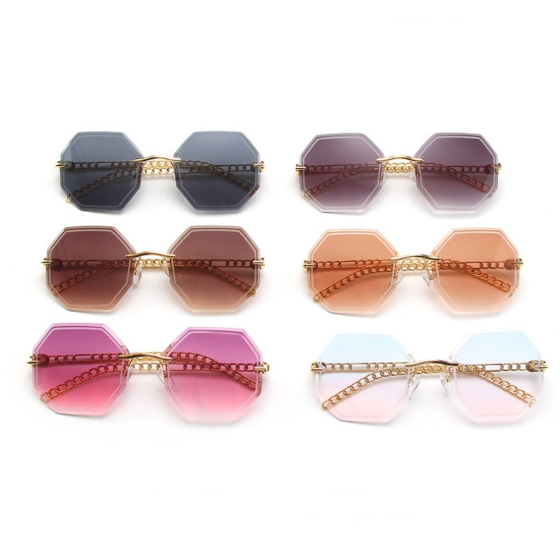 Kính Mát Gọng Kim Loại Tròng Màu Gradient Không Viền Thời Trang Cho Nữ