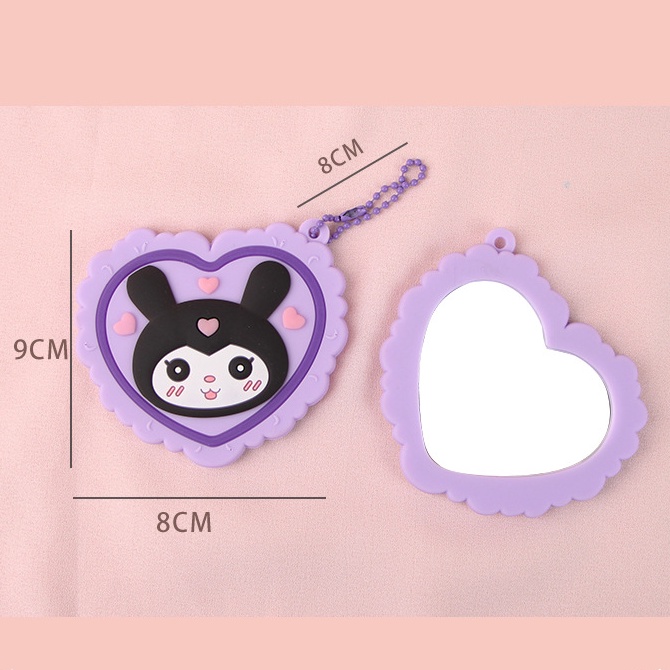 Gương di động Sanrio Gương trang điểm di động Coumodi cô gái cầm gương nhỏ hình trái tim