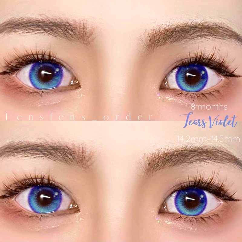 Lens Mắt Kính Áp Tròng Tears Violet Hiệu Ứng Mắt Ướt Đủ Độ Cận [Vui Lòng Đặt 2 Chiếc]