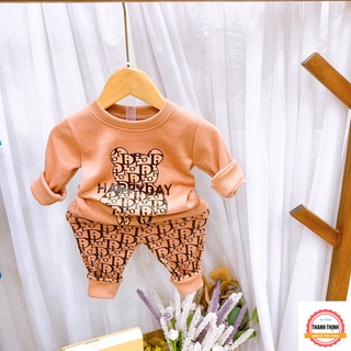 Set bộ quần áo thu đông trẻ em THANH THỊNH 7-17kg dành cho bé gái mẫu Gấu HAPPY. Chất liệu đẹp, đường may kỹ. MA107