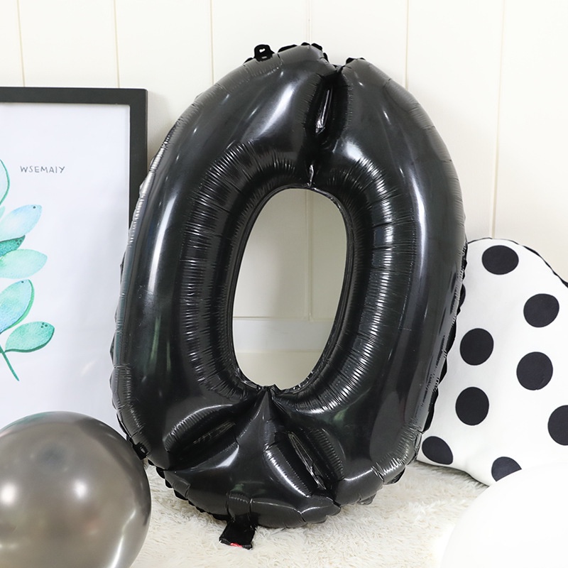Bong Bóng Màu Đen Hình Số 0-9 32 Inch Trang Trí Tiệc Sinh Nhật