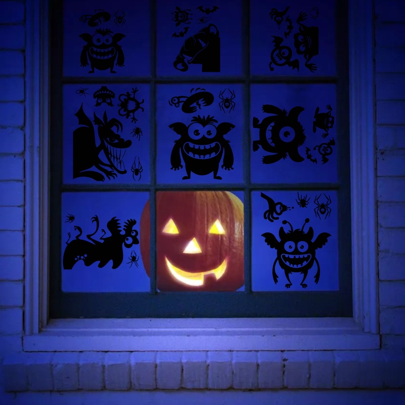 QQ Set 44 Sticker Dán Cửa Kính Cửa Sổ Trang Trí Halloween