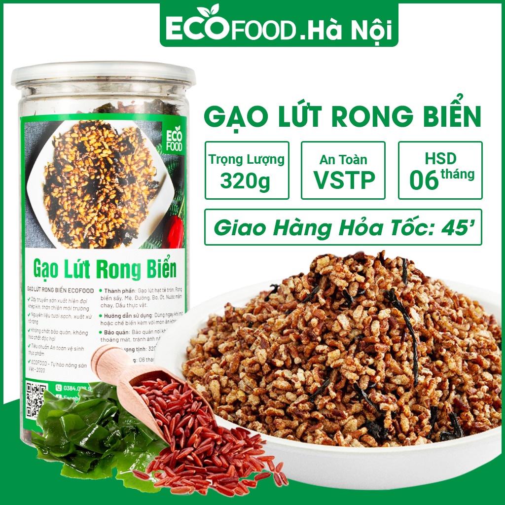 Gạo lứt rong biển 320G ecofood sấy giòn ăn liền giảm cân giòn thơm an toàn vệ sinh thực phẩm