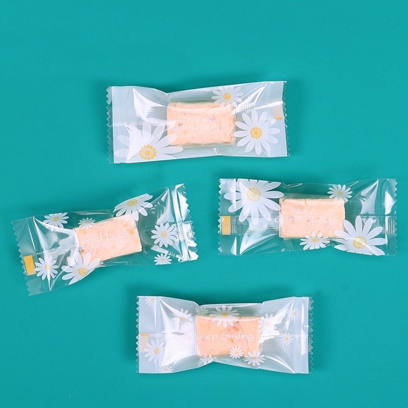 100 túi đựng kẹo nougat 4*9,5cm Mẫu cúc hoạ mi